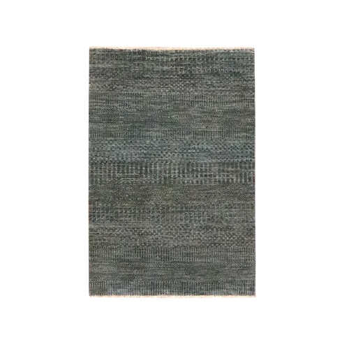 Cedar Brown, Modern Grass Design, Hand Knotted, Wool with touch of Silk, Tone on Tone, Lush and Plush, Mat, Sample, Oriental 