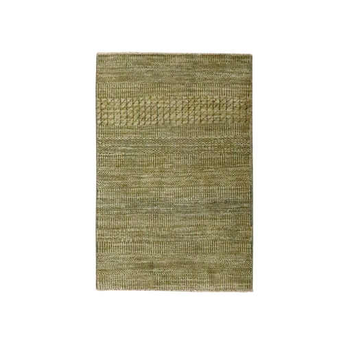 Honey Brown, Modern Grass Design, Hand Knotted, Wool with touch of Silk, Tone on Tone, Lush and Plush, Mat, Sample, Oriental 