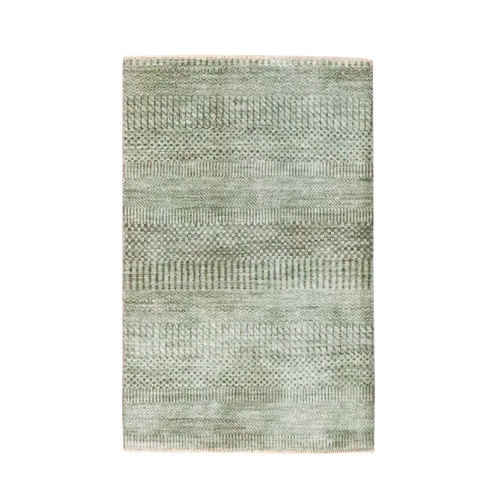Beige, Hand Knotted, Modern Grass Design, Wool with touch of Silk, Tone on Tone, Lush and Plush, Sample, Mat, Oriental 