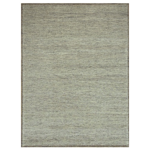 Beaver Brown, Hand Knotted, Oxidized and Distressed Grass Design with Exposed Warps, Natural Wool, Oriental 