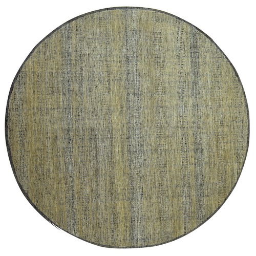 Bone Brown, Hand Knotted, Natural Wool, Oxidized and Distressed Grass Design with Exposed Warps, Round, Oriental 