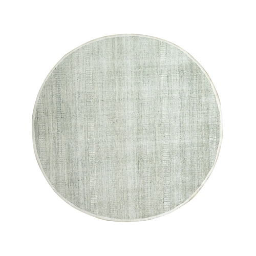 Misty Gray, Oxidized and Distressed Grass Design with Exposed Warps, Hand Knotted, Organic Wool, Round, Oriental 