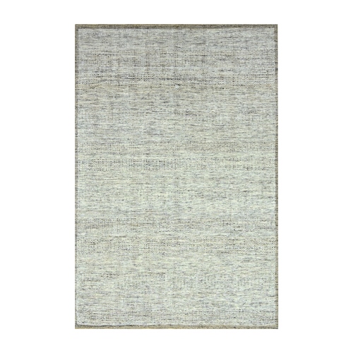 Beaver Brown, Pure Wool, Hand Knotted, Oxidized and Distressed Grass Design with Exposed Warps, Oriental 