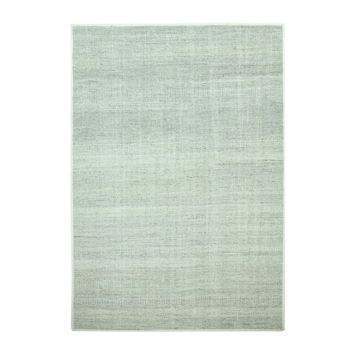 Mirage Gray, Oxidized and Distressed Grass Design with Exposed Warps, Hand Knotted, 100% Wool, Oriental 