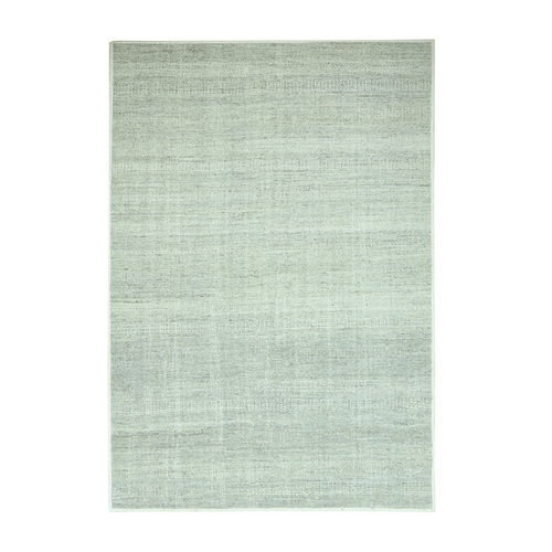 Misty Gray, Natural Wool, Oxidized and Distressed Grass Design with Exposed Warps, Hand Knotted, Oriental 