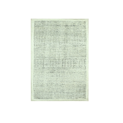 Misty Gray, Organic Wool, Hand Knotted, Oxidized and Distressed Grass Design with Exposed Warps, Mat, Sample, Oriental 