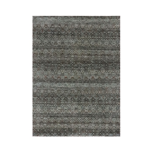 Ash Gray, Kohinoor Herat Pattern, Small Geometric Repetitive Diamond Design, Soft Wool, Tone on Tone, Hand Knotted, Oriental 
