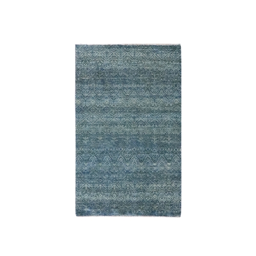 Ocean Blue, Kohinoor Herat Pattern, Small Geometric Repetitive Diamond Design, Soft Wool, Tone on Tone, Hand Knotted, Oriental 