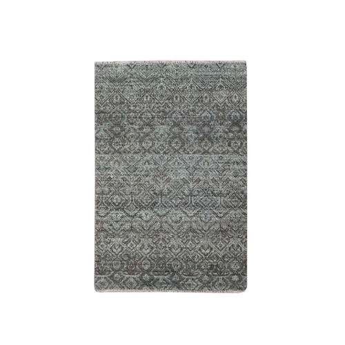 Stone Gray, Small Geometric Repetitive Diamond Design, Soft Wool, Kohinoor Herat Pattern, Hand Knotted, Tone on Tone, Sample, Mat, Oriental 