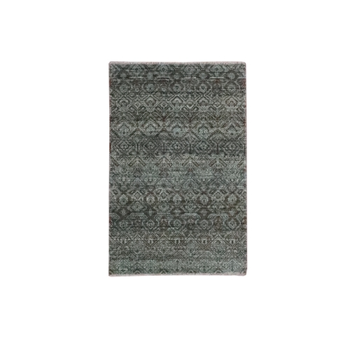 Stone Gray, Kohinoor Herat Pattern, Small Geometric Repetitive Diamond Design, Soft Wool, Tone on Tone, Hand Knotted, Oriental 