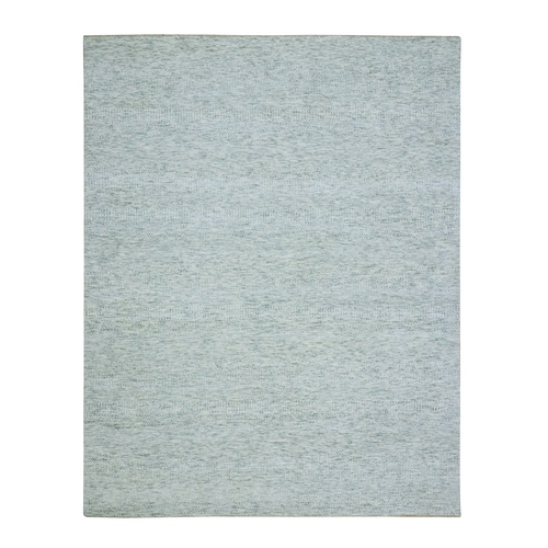 Mirage Gray, Pure Wool, Modern Grass Design, Hand Knotted, Tone on Tone, Lush and Plush, Oriental 