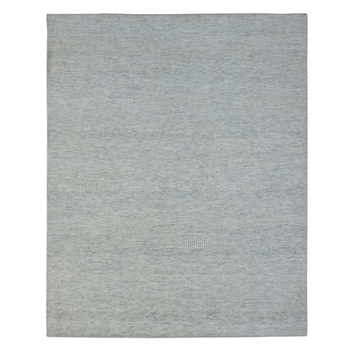 Cream White, Modern Grass Design, Pure Wool, Hand Knotted, Tone on Tone, Lush and Plush, Oriental 