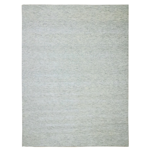 Cloud Gray, Pure Wool, Modern Grass Design, Hand Knotted, Tone on Tone, Lush and Plush, Oriental 