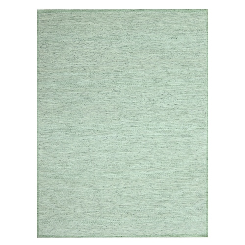 Basil Green, 100% Wool, Oxidized and Distressed Grass Design with Exposed Warps, Hand Knotted, Oriental 