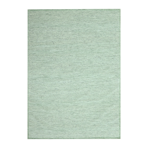 Basil Green, 100% Wool, Oxidized and Distressed Grass Design with Exposed Warps, Hand Knotted, Oriental Rug 
