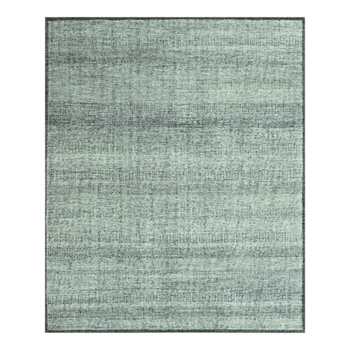 Charcoal Black, Hand Knotted, 100% Wool, Oxidized and Distressed Grass Design with Exposed Warps, Oriental 