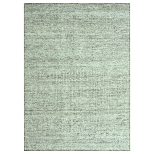 Beaver Brown, Oxidized and Distressed Grass Design with Exposed Warps, Hand Knotted, 100% Wool, Oriental 