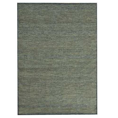 Bone Brown, 100% Wool, Oxidized and Distressed Grass Design with Exposed Warps, Hand Knotted, Oriental 