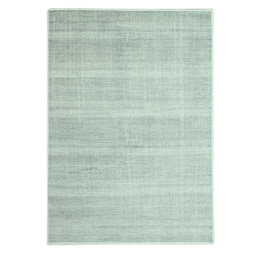 Misty Gray, Oxidized and Distressed Grass Design with Exposed Warps, Hand Knotted, 100% Wool, Oriental 