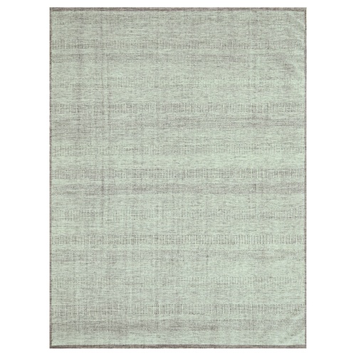 Wine Red with Ivory, Hand Knotted, Oxidized and Distressed Grass Design with Exposed Warps, 100% Wool, Oriental 