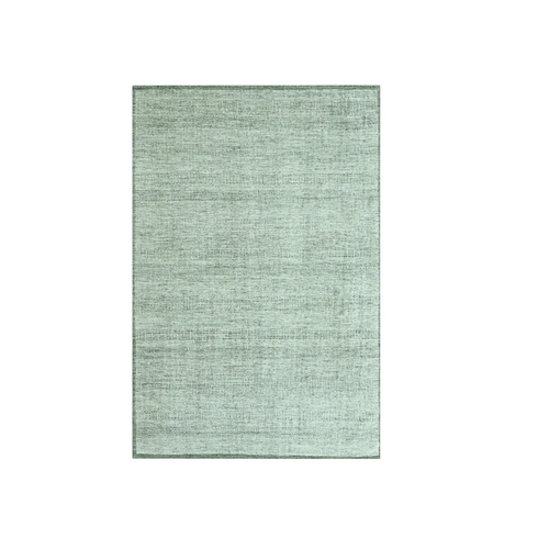 Basil Green with Ivory, Oxidized and Distressed Grass Design with Exposed Warps, 100% Wool, Hand Knotted, Mat, Sample, Oriental 