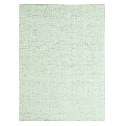 Papyrus White, Hand Knotted, Undyed Natural Textured Soft Wool with Looser Weave, Tone on Tone, Modern, Oriental 