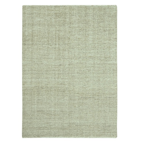 Khaki Brown, Hand Knotted, Undyed Natural Textured Soft Wool with Looser Weave, Tone on Tone, Modern, Oriental 