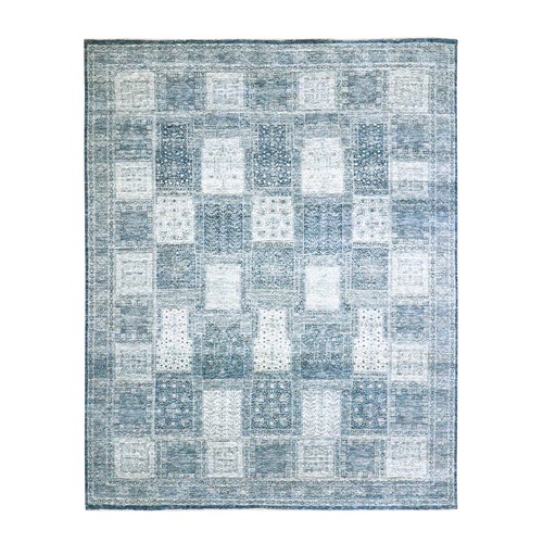 Aegean Blue, Garden Design, Tone on Tone, Hand Knotted, Pure Wool, Oriental 