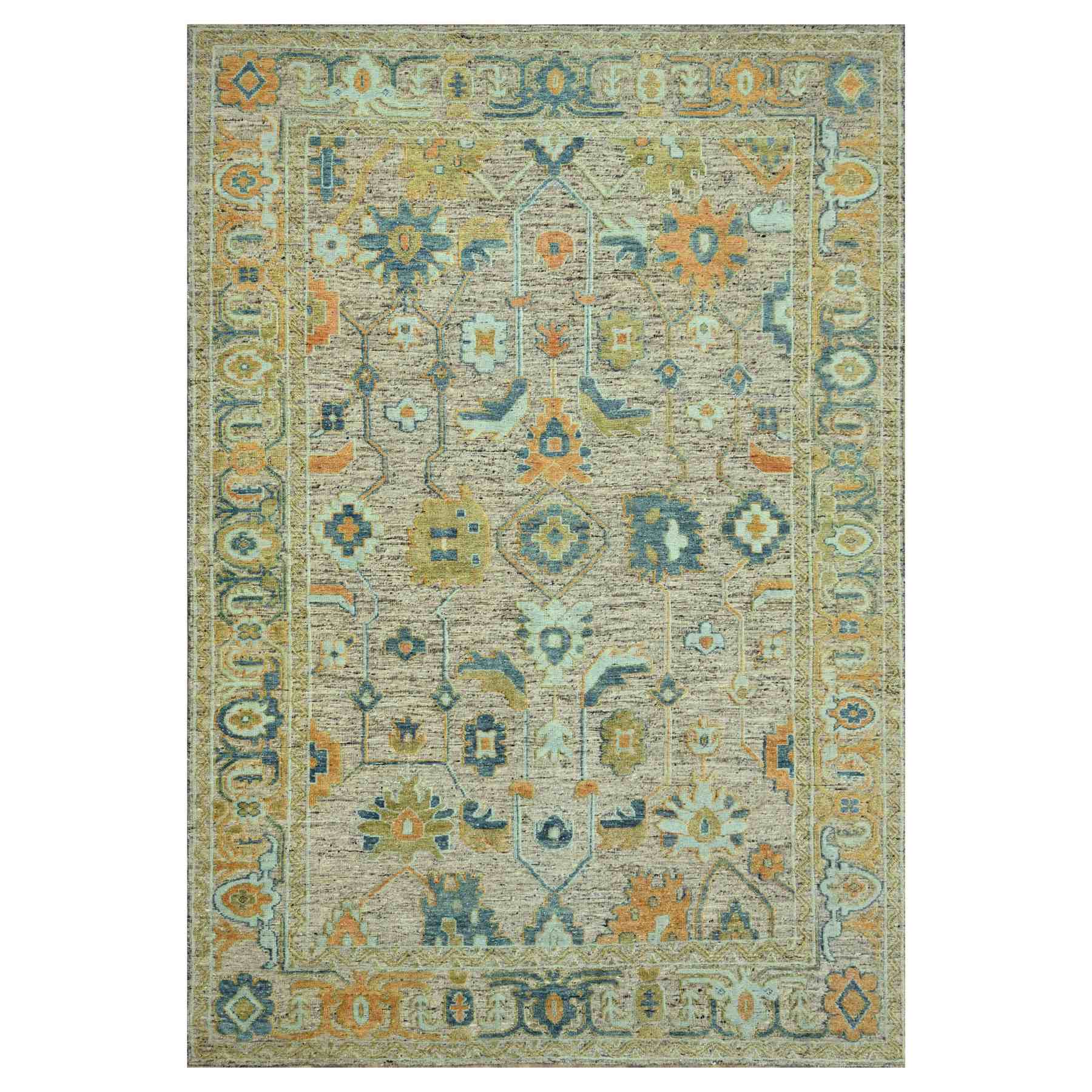 Oushak-And-Peshawar-Hand-Knotted-Rug-385020