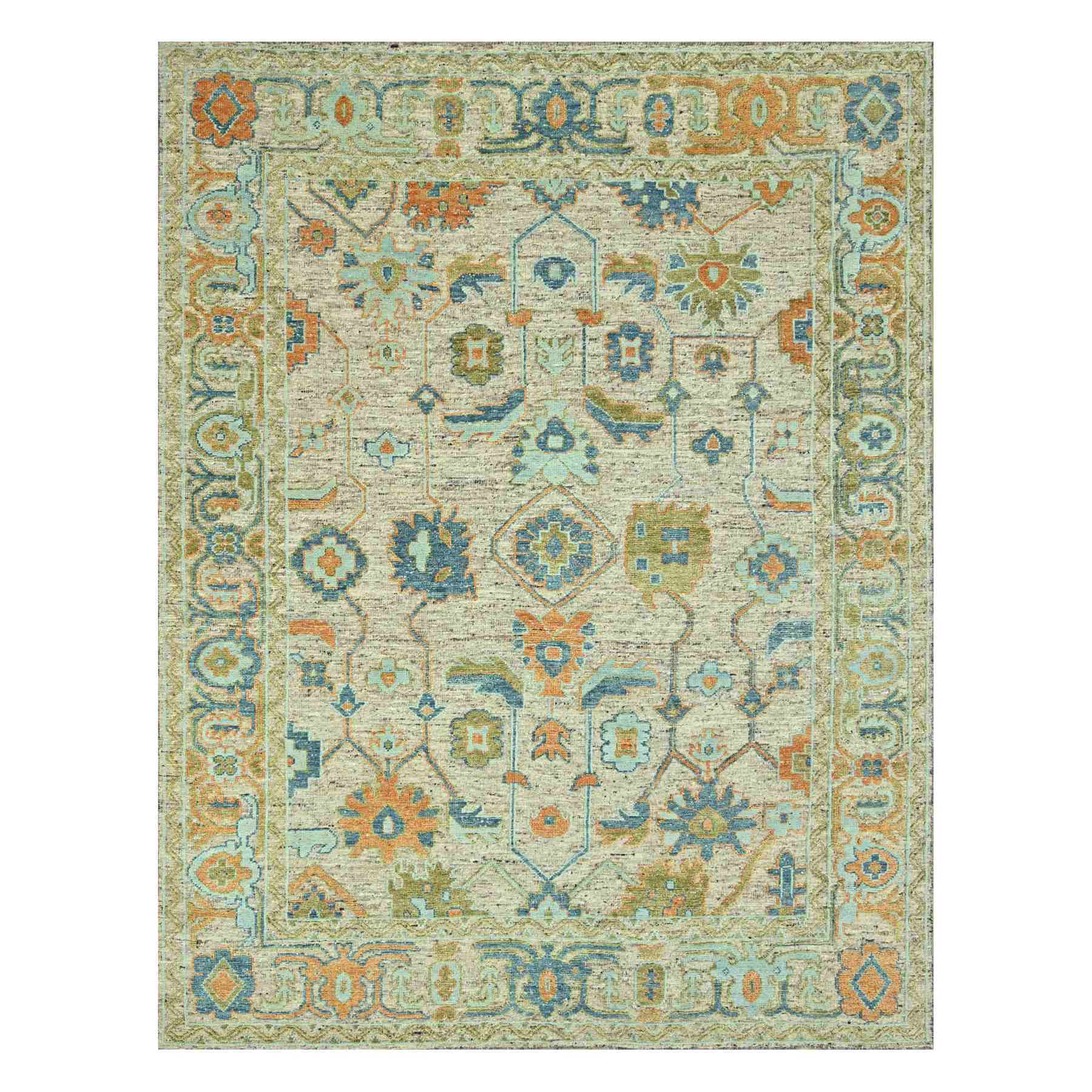 Oushak-And-Peshawar-Hand-Knotted-Rug-385025