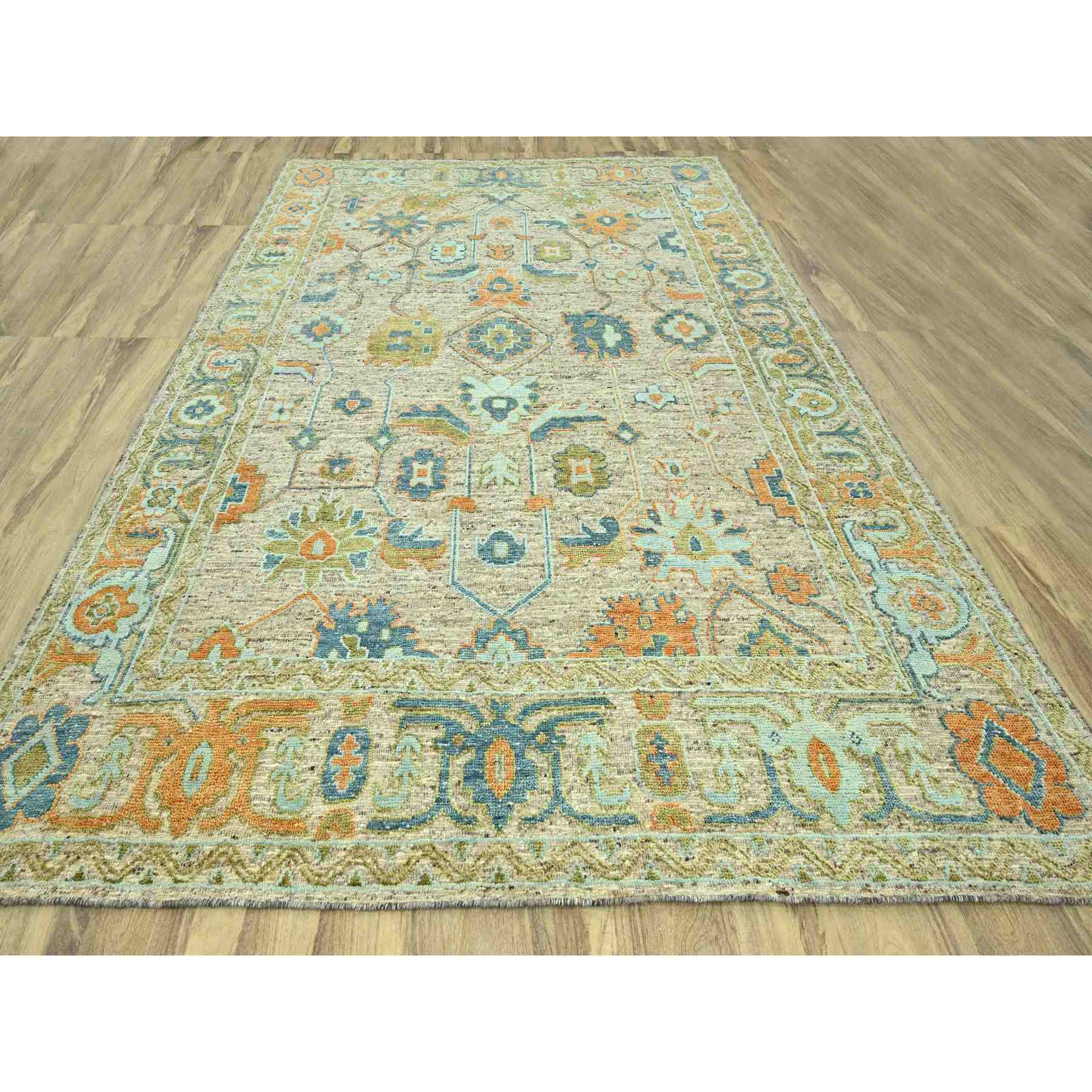 Oushak-And-Peshawar-Hand-Knotted-Rug-385025