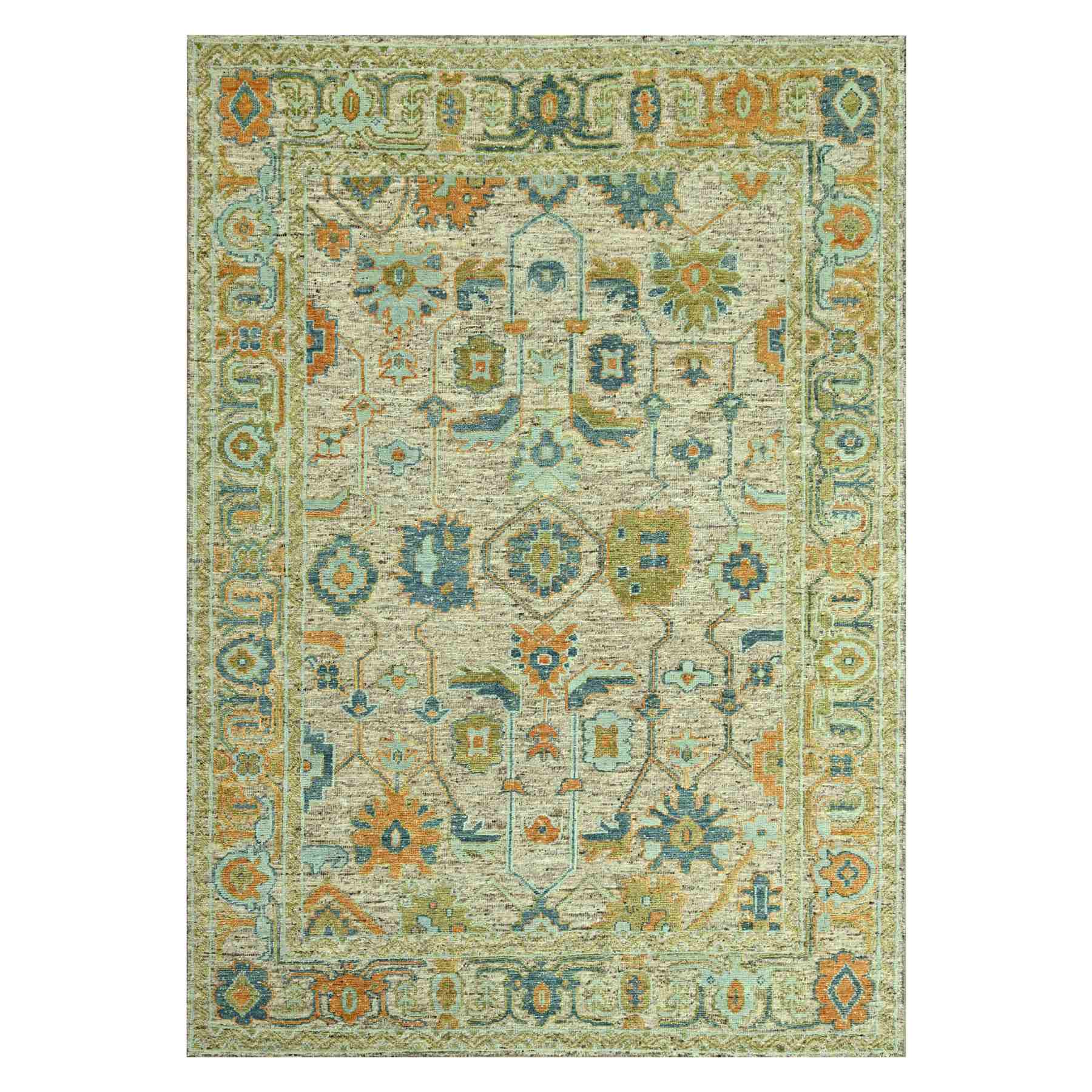 Oushak-And-Peshawar-Hand-Knotted-Rug-385030