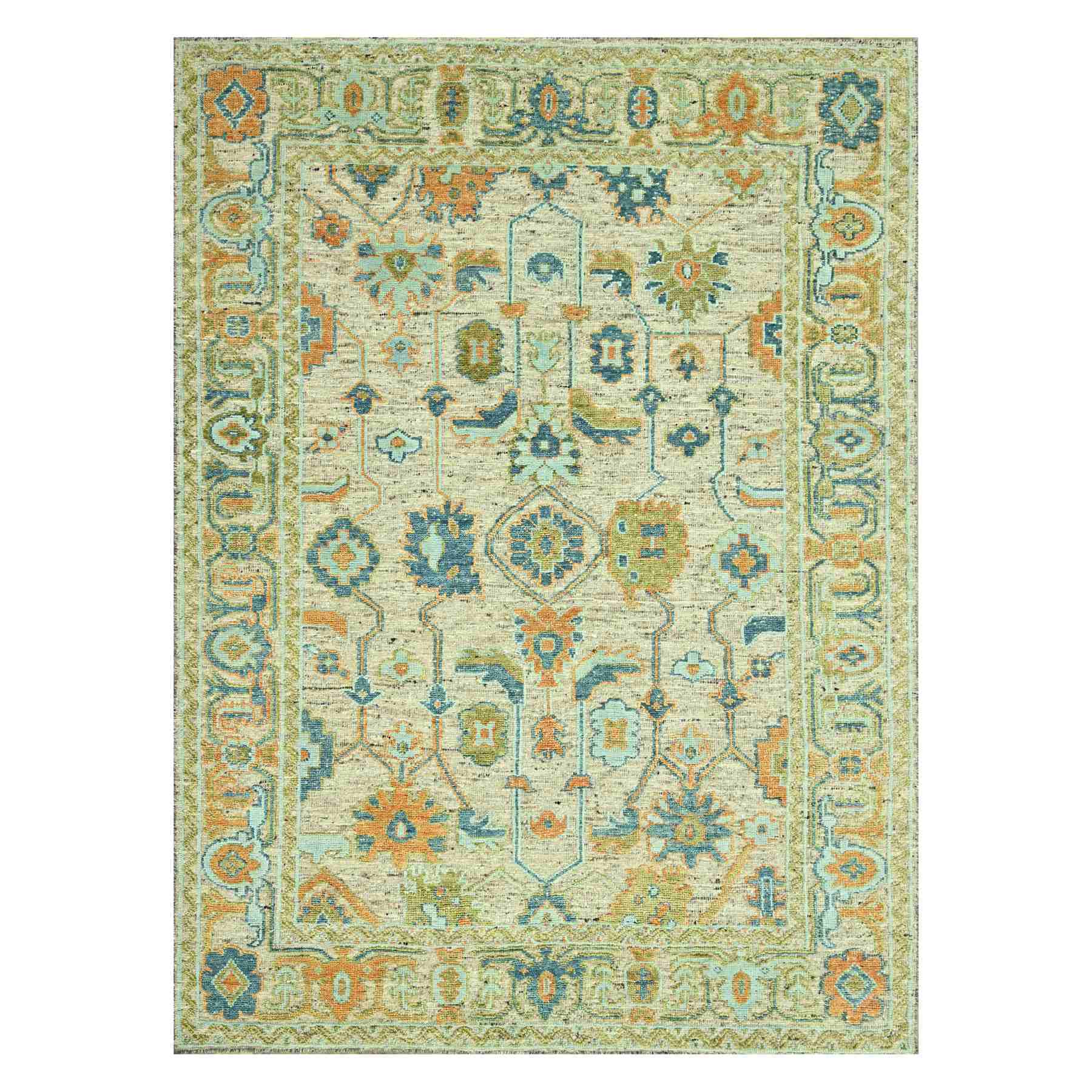 Oushak-And-Peshawar-Hand-Knotted-Rug-385035