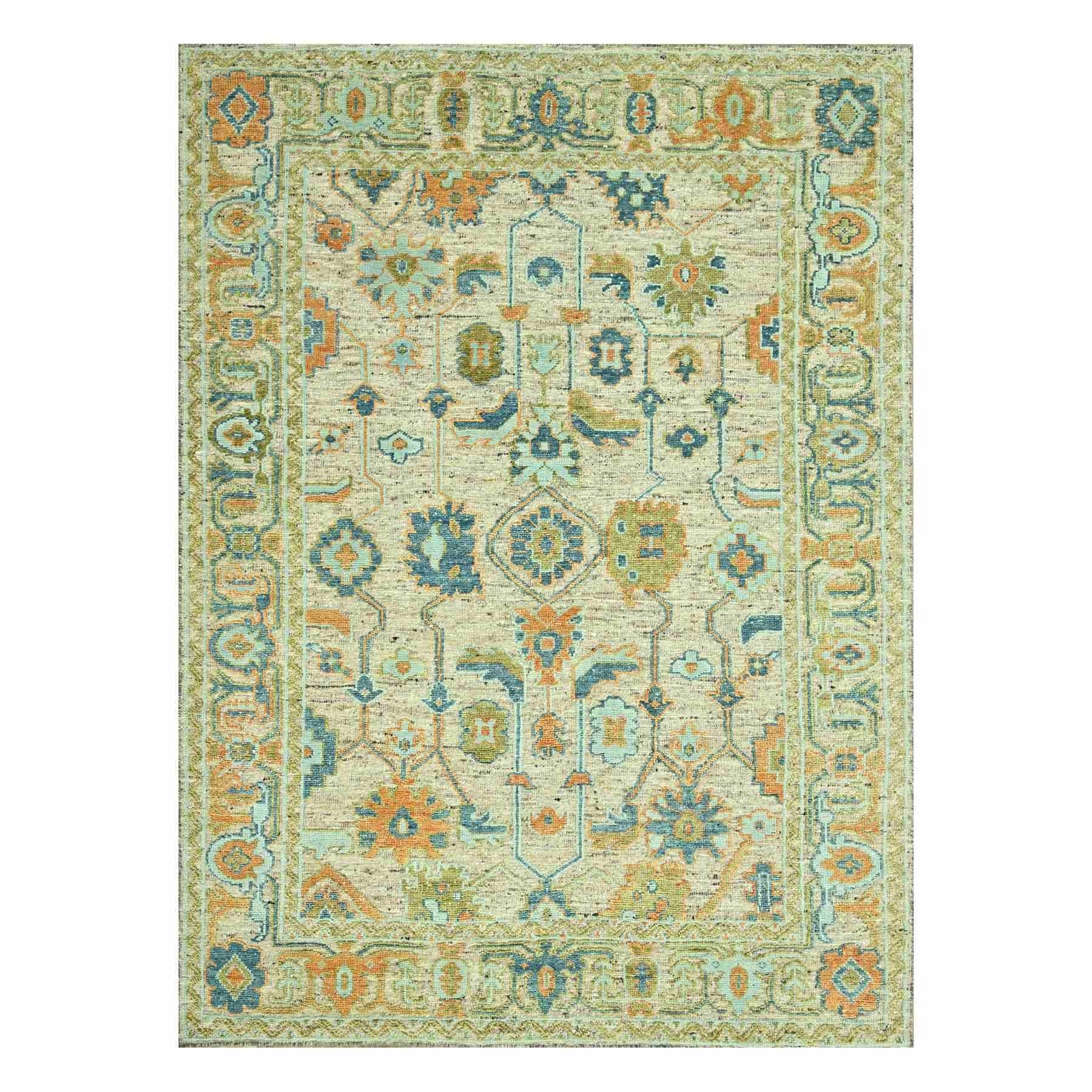 Oushak-And-Peshawar-Hand-Knotted-Rug-385040