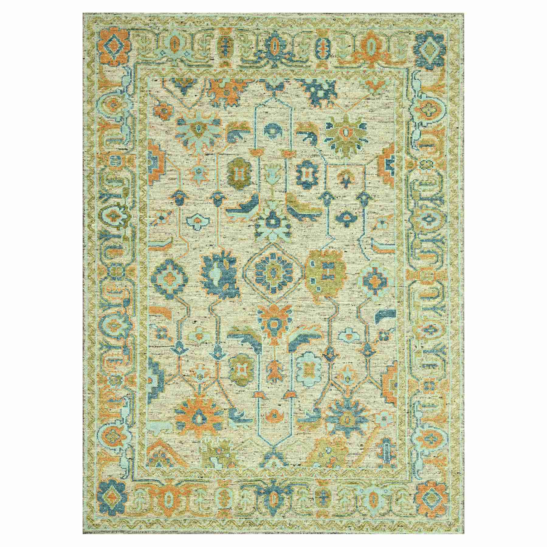 Oushak-And-Peshawar-Hand-Knotted-Rug-385050