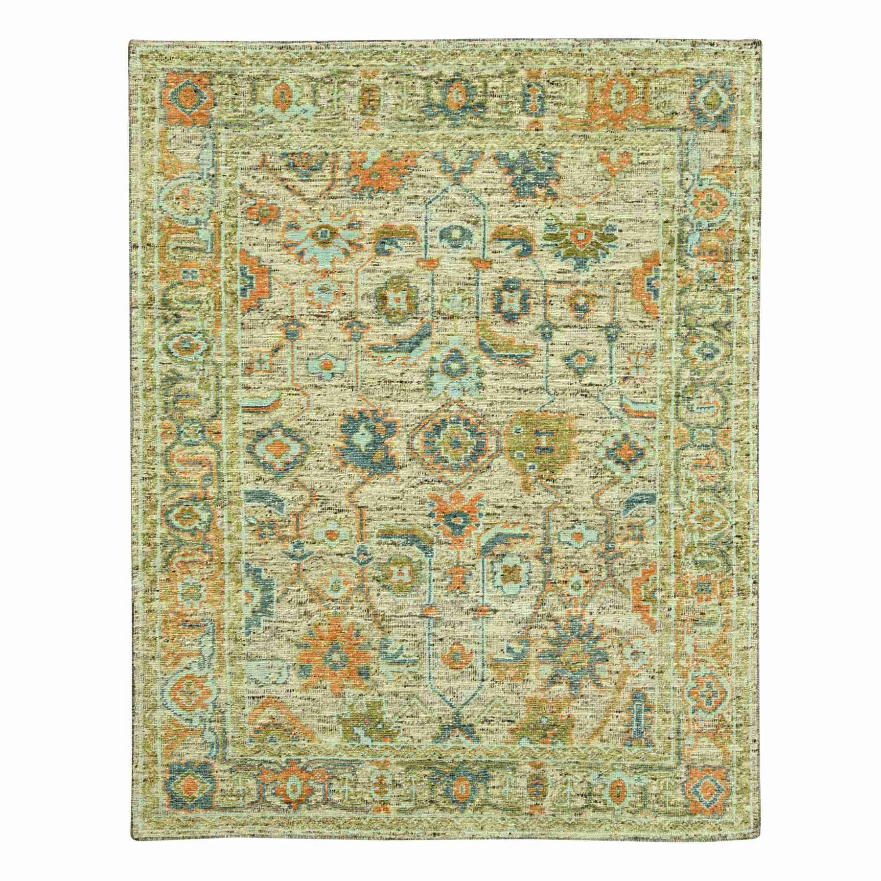 Oushak-And-Peshawar-Hand-Knotted-Rug-385060