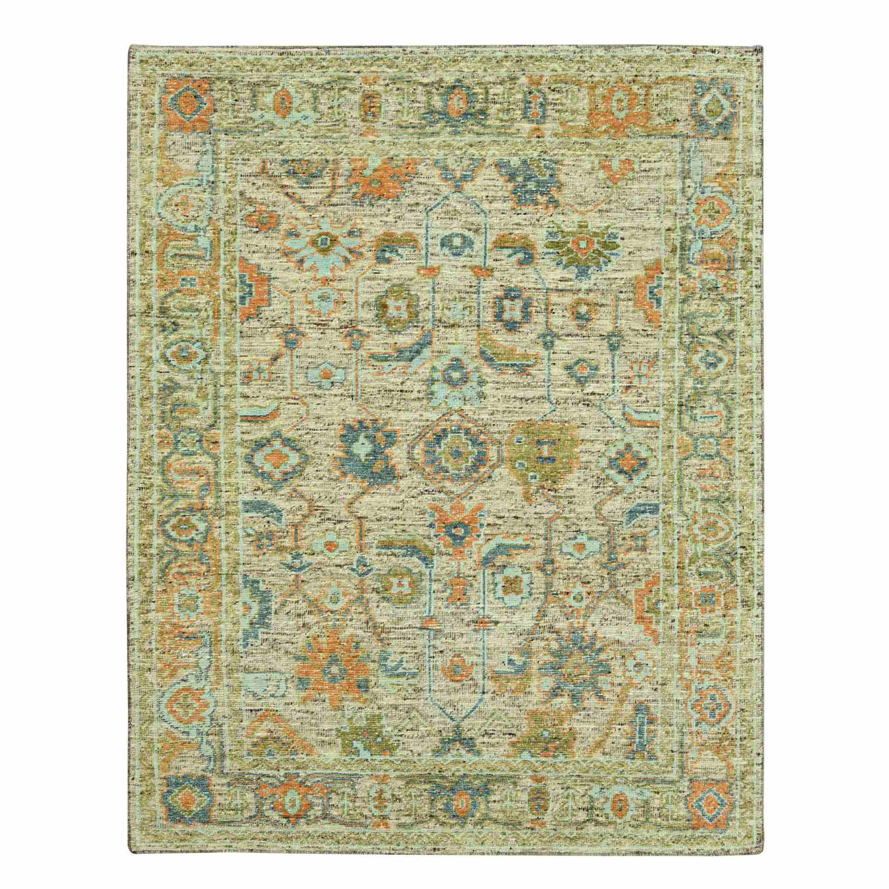 Oushak-And-Peshawar-Hand-Knotted-Rug-385065
