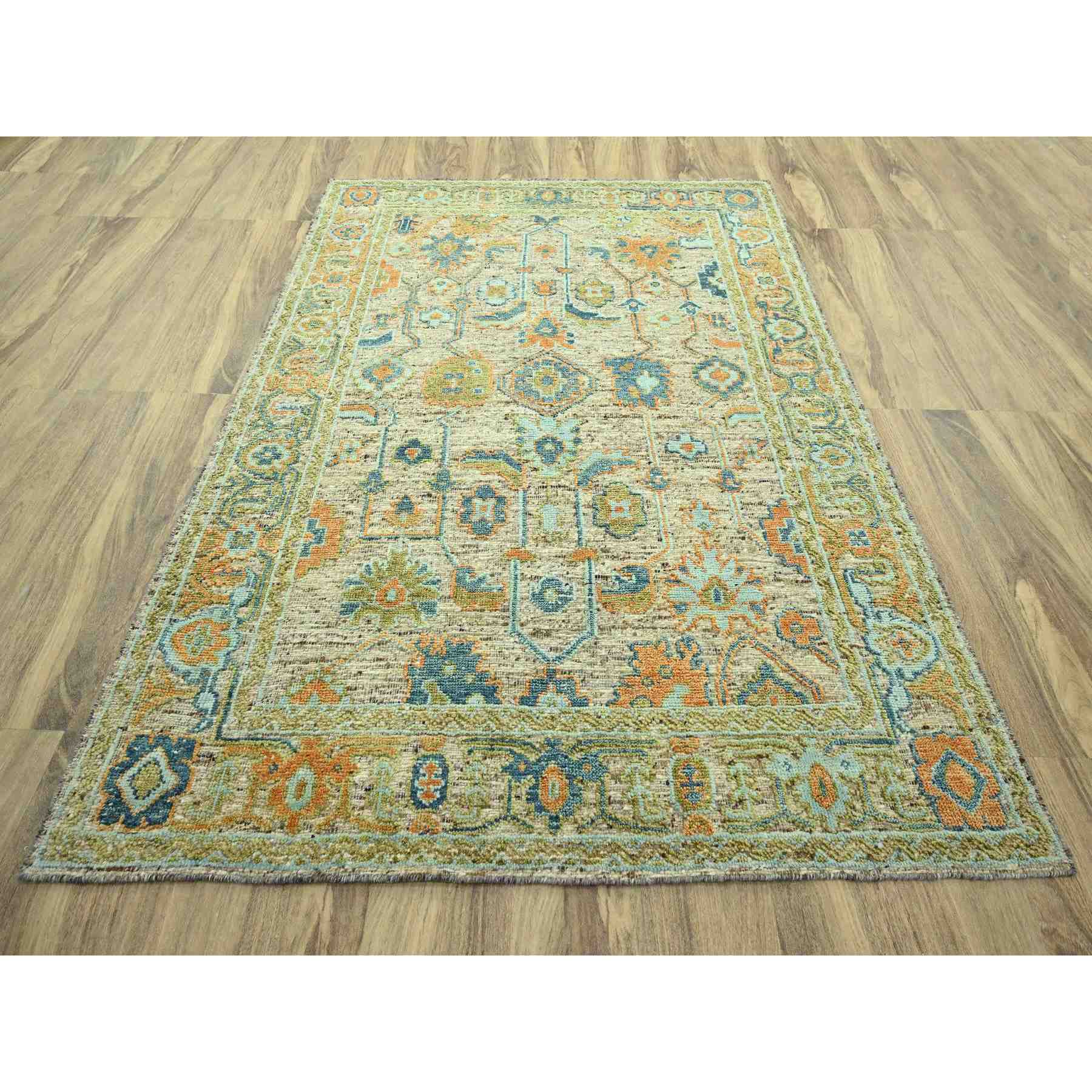 Oushak-And-Peshawar-Hand-Knotted-Rug-385070