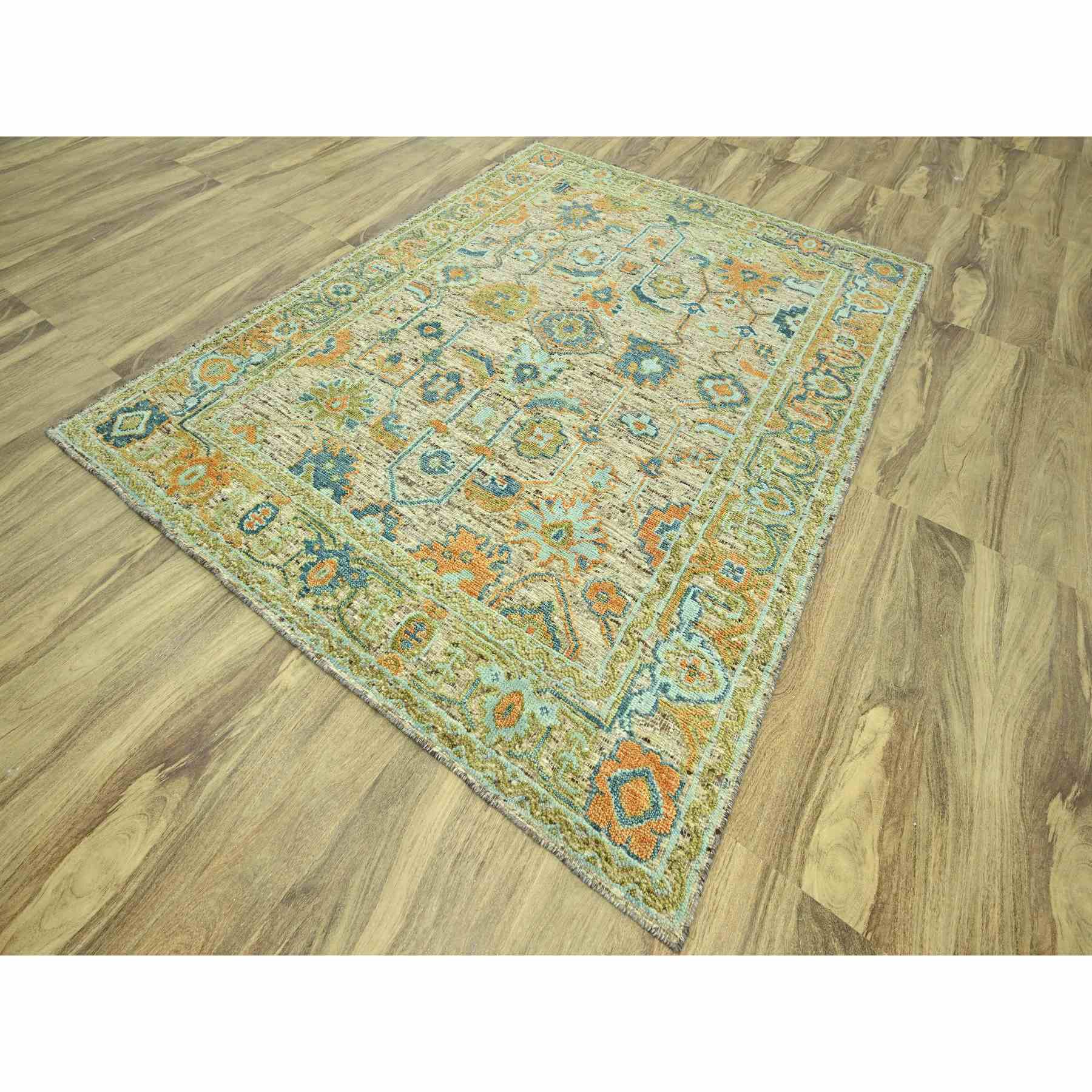 Oushak-And-Peshawar-Hand-Knotted-Rug-385070