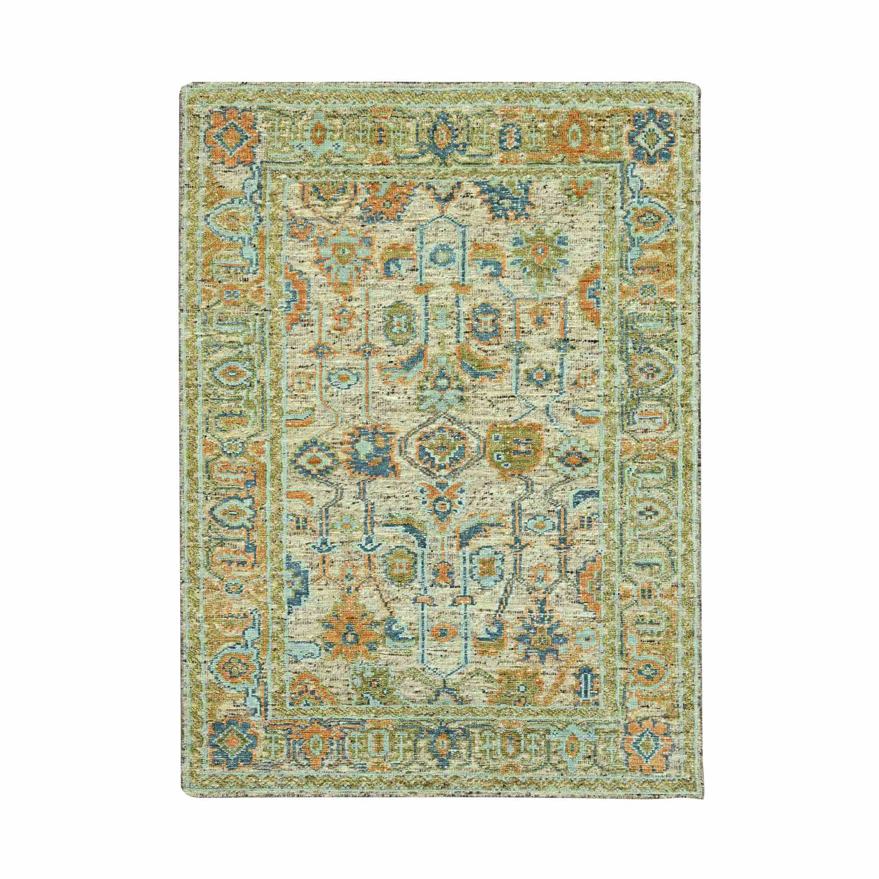 Oushak-And-Peshawar-Hand-Knotted-Rug-385075