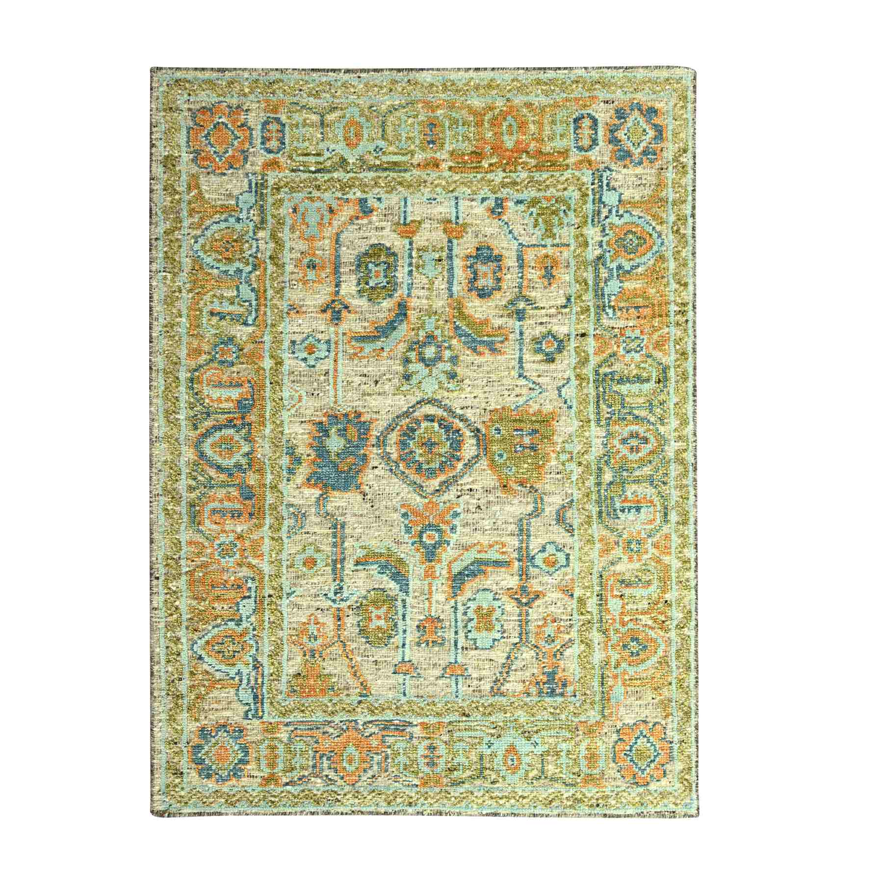 Oushak-And-Peshawar-Hand-Knotted-Rug-385085