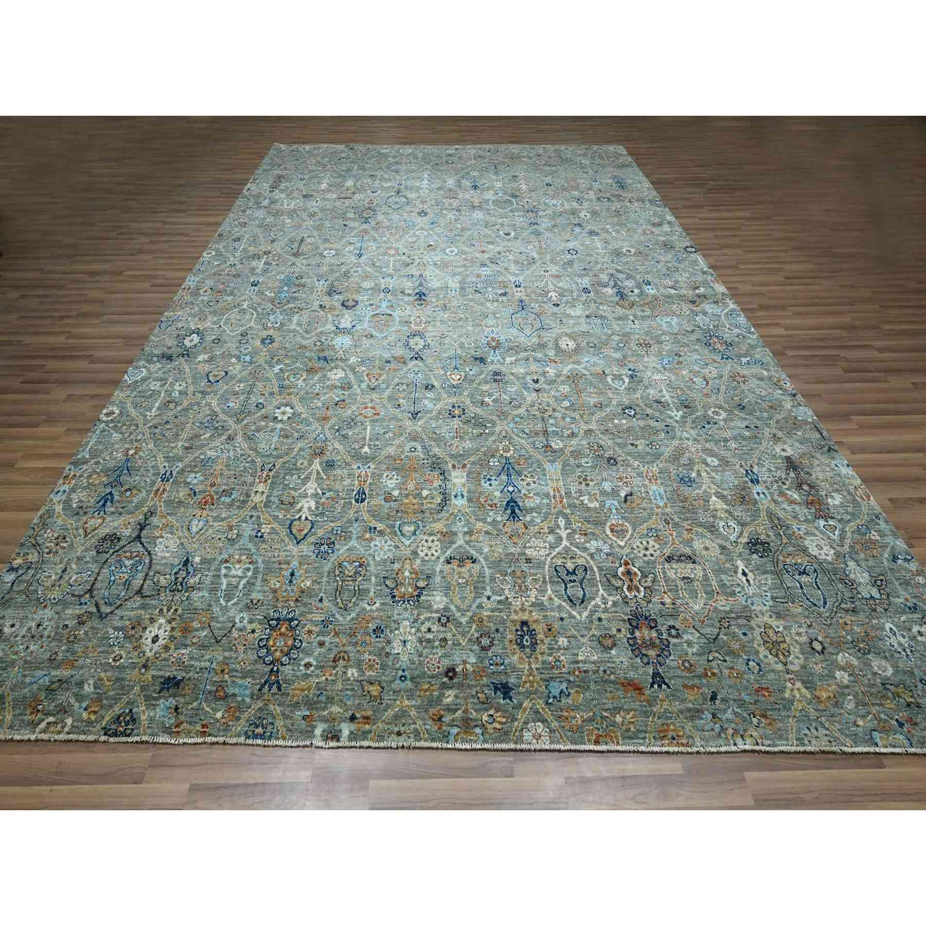 Oushak-And-Peshawar-Hand-Knotted-Rug-385445