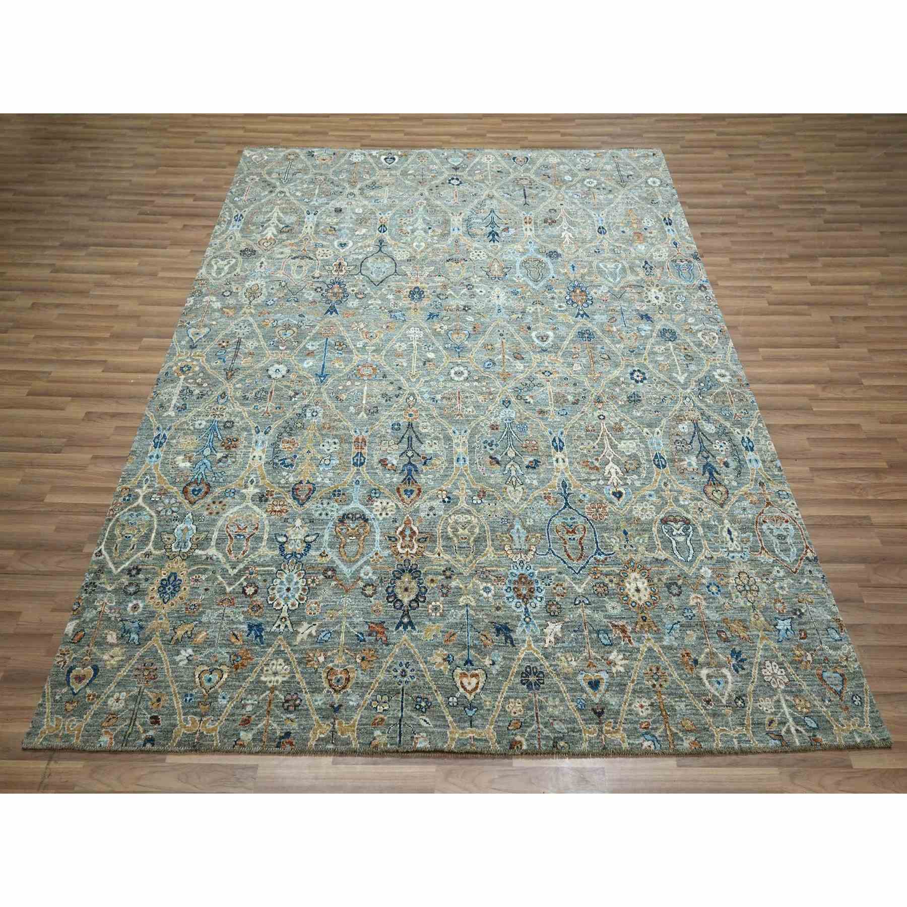 Oushak-And-Peshawar-Hand-Knotted-Rug-385530