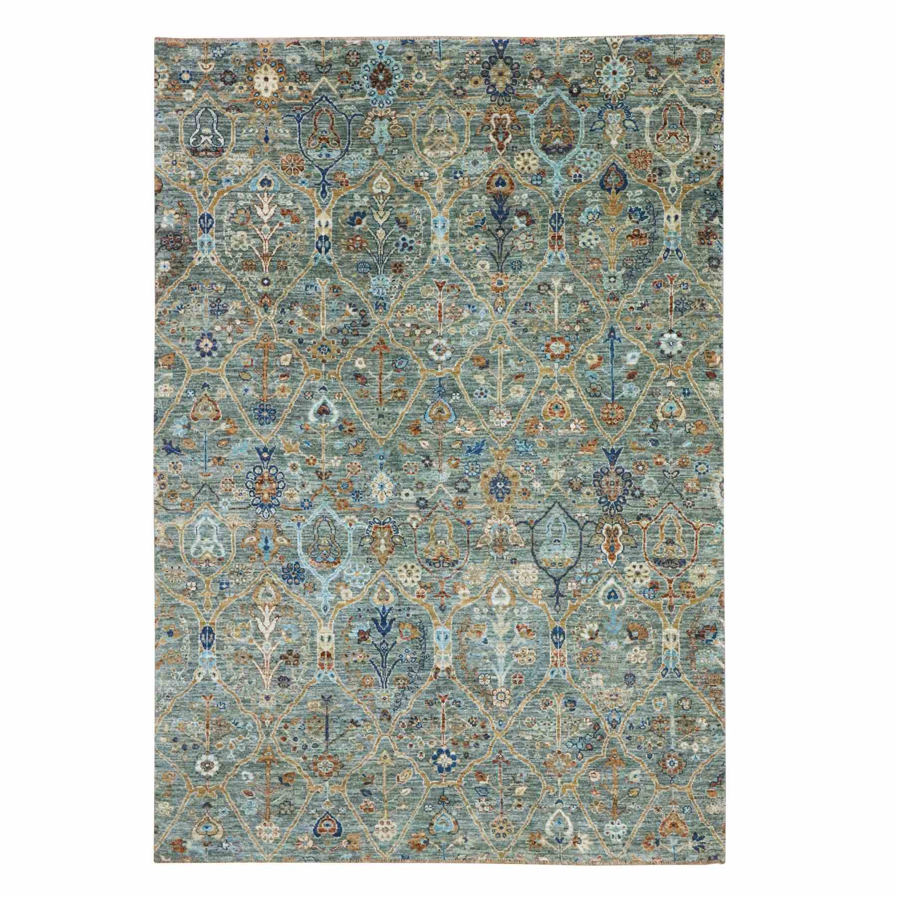 Oushak-And-Peshawar-Hand-Knotted-Rug-385560