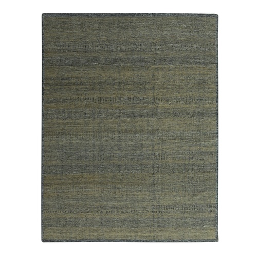 Bone Brown, Oxidized and Distressed Grass Design with Exposed Warps, 100% Wool, Hand Knotted, Oriental 