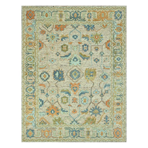 Tan Brown, Oushak with Exposed Warps, Oxidized and Distressed, Hand Knotted, Pure Wool, Oversized, XL, Oriental Rug