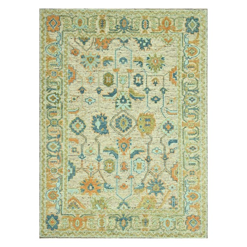 Tan Brown, Oushak with Exposed Warps, Oxidized and Distressed, Pure Wool, Hand Knotted, Oriental Rug