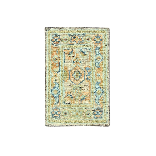 Tan Brown, Oushak with Exposed Warps, Oxidized and Distressed, Pure Wool, Hand Knotted, Sample, Mat, Oriental Rug