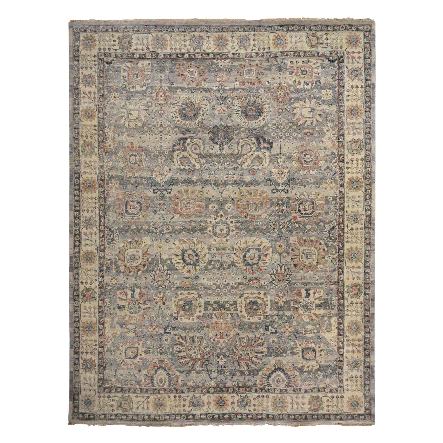 Oushak-And-Peshawar-Hand-Knotted-Rug-391585