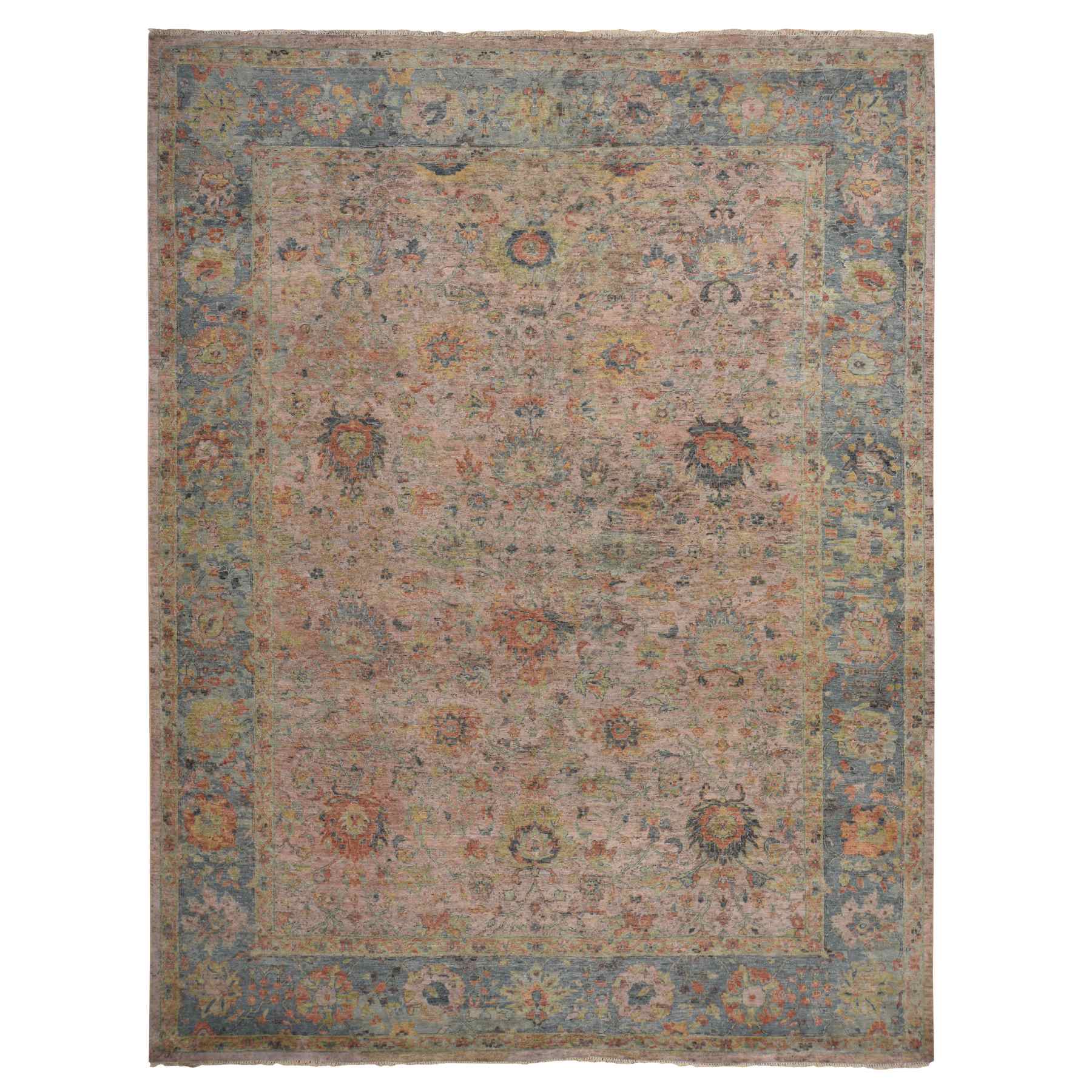 Oushak-And-Peshawar-Hand-Knotted-Rug-391600